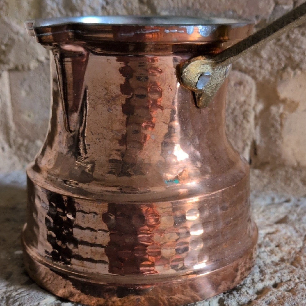 NWOT Vintage Hammered Copper Turkish Coffee Pot With Brass Handle - Picture 8 of 13